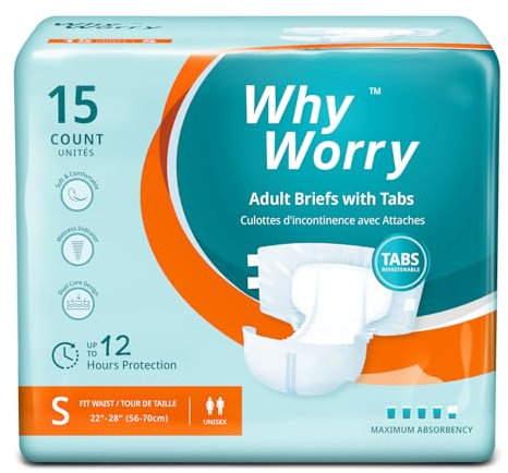 WhyWorry Pañales Adultos con Máxima Absorción, Bragas Absorbentes Desechables para Incontinencia Severa, Mujeres y Hombres, Antiolor, Unisex, Talla S, 15 Unidades