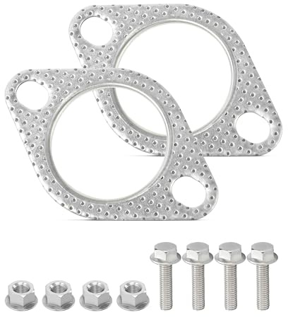 SCUARI 2PCS Exhaust Gasket,Car Accessories Exhaust Flange Gasket,Muffler Gasket,Catalytic Converter Gasket,Exhaust Flange Repair Kit with Bolt & Nut,Fit for Car,Truck,Replace #120-06310-0002 (2inch)