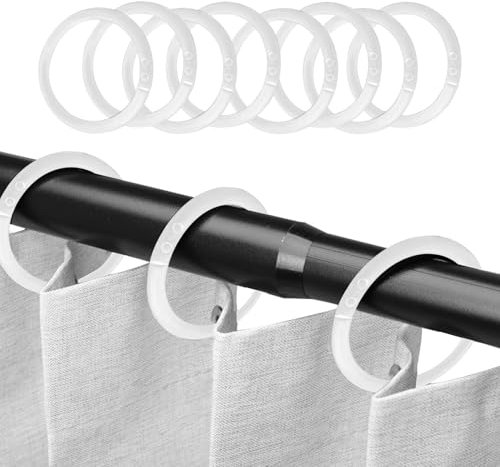 Yuqilin 100 Piezas Anillas para Cortinas,Durable Argollas para Cortinas General Anillas Cortinas Reutilizable Ganchos Cortinas Fácil de Instalar Anillas Cortina,para Mayoría Barras Cortina（Blanco）