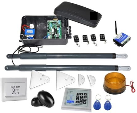 ZKLGS Sliding Gate Motor, 12VDC 220VAC Swing Gate Motor Telescopic Motorization Kit For Double Leaf Gate Support Back-up Battery Y Solar Powered for Sliding Gate Motor(Kit9)