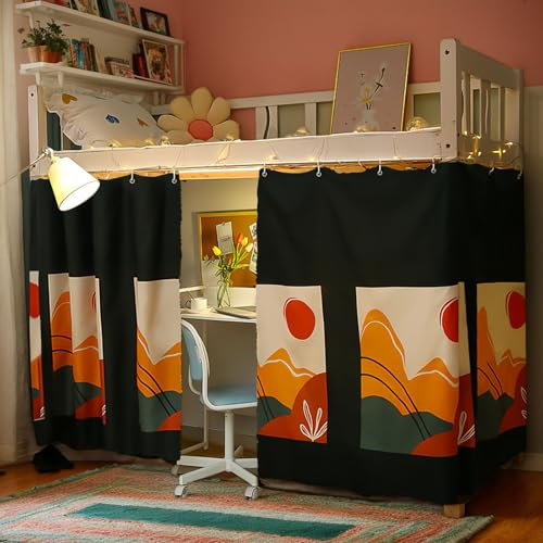 XHCTNN Bettvorhang Hochbett Vorhang Bett Vorhang, Schlafsaal BettvorhäNge Einzelne Betten, Eine Seite Mit 8 Schlaufen + 1 Seil 200cm(A,53-2pcs)