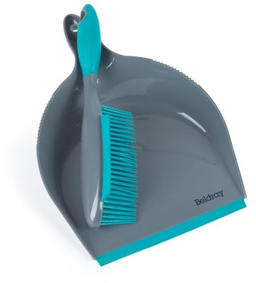 Beldray LA034191UFFEU7 Antibac Pet Plus Dustpan & Brush Set – Rubber Bristle Floor, Carpet & Surface Cleaning Sweep with Squeegee Wiper, Remove Hair, Dog & Cat Fur, Non-Scratch, Handheld Broom