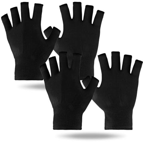 2 Paia di Guanti per Manicure UV, Protezione Solare Professionale, Guanti per Manicure Neri Senza Dita, Adatti per Asciugatore per Unghie, Lampada per Smalto, Nero