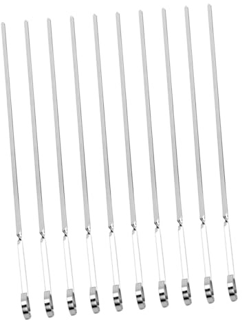 Abaodam 10 pièces Brochettes à Barbecue Acier Inoxydable Accessoires de Grillade Design Plat pour Cuisson Uniforme et Pratique Extérieur