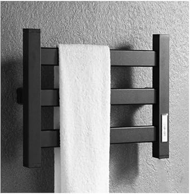 LYMGRZ Scaldasalviette Elettrico a Parete, con Cablaggio, in Alluminio, per Asciugamani, Accappatoi e Coperte, Colore Nero, a Riscaldamento rapido.