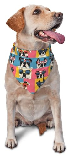 Kawaii Hundehalstuch mit französischer Bulldogge für kleine, mittelgroße und große Hunde, verstellbar, niedlich, dreieckig, Lätzchen, Schal, Taschentuch, Zubehör