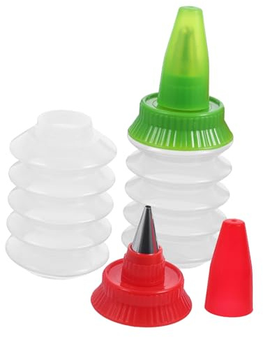 Ipetboom Botellas de Glaseado Reutilizables para Decoración de Galletas y Pasteles, Material PP Portátil y Fácil de Almacenar, Pack de 2 Unidades para Repostería Color Aleatorio
