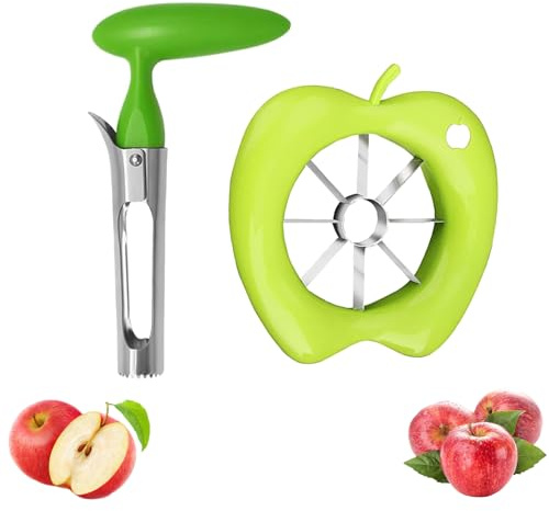 Apfelentkerner, Apfelausstecher mit Edelstahlklinge, Küchenhelfer für Obstsalat und Camping, Apfelteiler, Apfelkernausstecher, Apfelentkerner Edelstahl, Obst und Gemüse Ausstecher, Apfelschäler