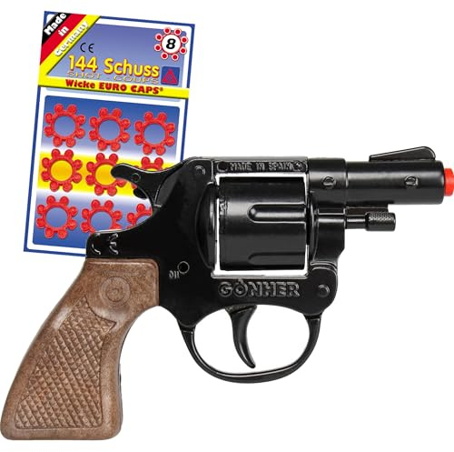 Polizei Requisit Revolver 13 cm inkl. 144 Schuss Knallmunition Deko Kostüm-Zubehör für Erwachsene