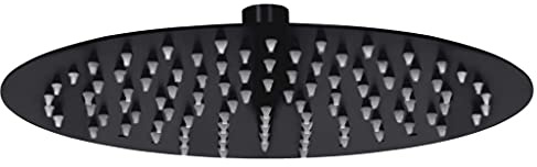 Tête de Douche Pluie, Pommeau de Douche pluie Acier inoxydable 25 cm Ronde Noir