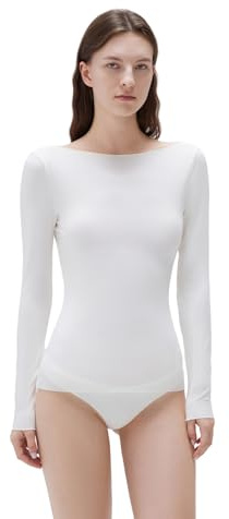 SUUKSESS Cloud Cashmere Women Boat Neck Fitted Long Sleeve Shirt Basic Knit Tops