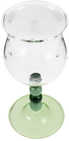Alipis Bicchieri da vino in vetro, calici - Bicchieri da bere vintage con perline - con stelo in rilievo per bevande natalizie