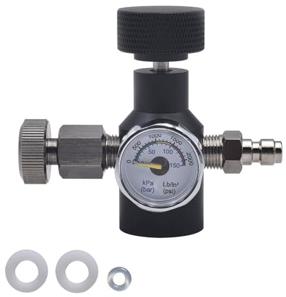 DRYHTEN Soda Water CO2 Cylinder Filling Station Filling Adapter Quick Charge Refill Connector with 150 Bar Pressure Gauge and Bleed Valve