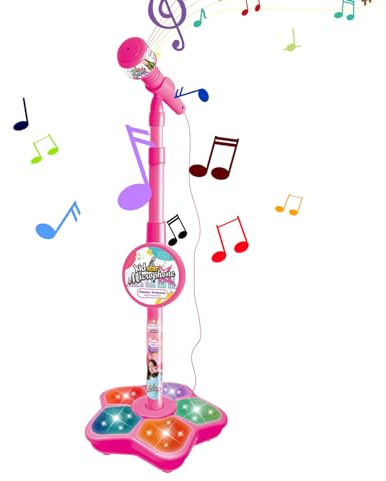 Kidi Super Star DJ - 100cm Height Adjustable Microphone with Stand | Durable Singing Toy with Musical Effects for Boys and Girls, Interactive Karaoke Game Set