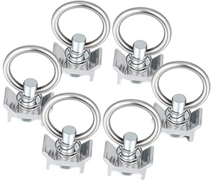 Dualoai L Track Single Stud Fitting L Track Tie Down Stainless Steel with Round for Speaker, 6 Piece
