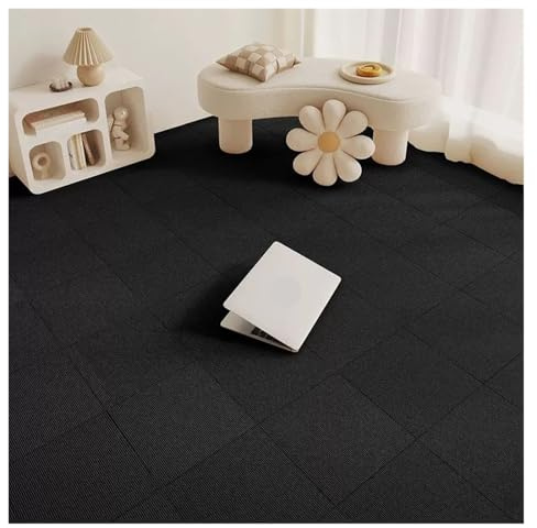 PUYUNA Losetas de Alfombra Autoadhesivas, 1-30 Unidades, fáciles despegar y Pegar, insonorizadas, for Suelo Oficina, 30, Alfombrilla Cuadrada Adhesiva (Negro, x cm, 6 Unidades)(Black,30x30cm 6pcs)