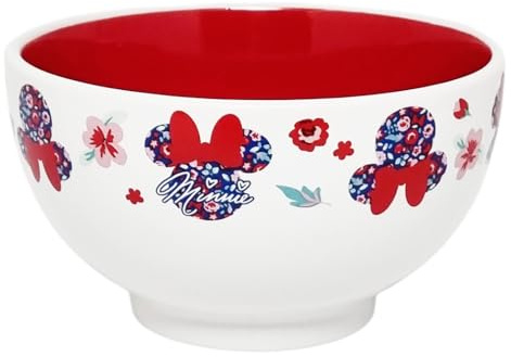 Disney Taza Minnie Mouse Mickey con lazo rojo taza de cerámica para desayuno merienda 650 ml