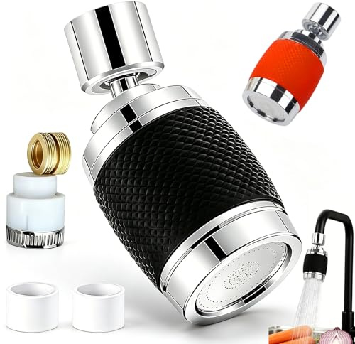 360° Rotating Water Filter Tap for Kitchen Sink, 3 Mode Splash-Proof Facuet Spray Head with 2 Filter Cartridge, Kitchen Hygiene & Water Saving, Universal Tap Adapter Attachment