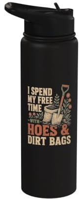 i Spend My Free time with Hoes and Dirt Bags Cottagecore Stainless Steel Insulated Water Bottle