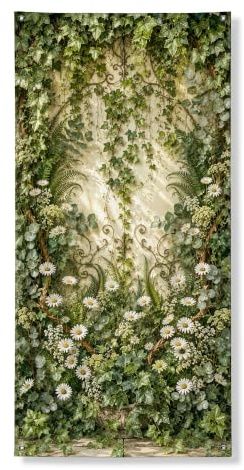 Decorazione floreale per porta, decorazione vintage, edera verde e crisantemo, decorazione per porta d'ingresso, per interni ed esterni, da appendere, per festival, 91 x 182 cm
