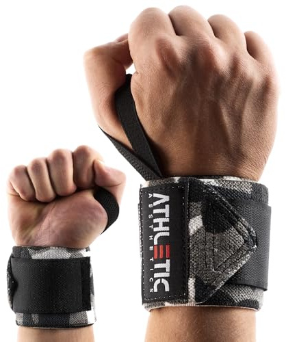 Bande Poignet Musculation - Protège Poignet (45 cm en Paire) Bandage pour Poignet pour Entraînement de Force, Fitness, Bodybuilding, Crossfit - Support pour Poignet avec Guide d'exercices en PDF