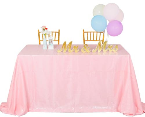ShiDianYi Shimmer-Baby Pink-Sequin Tablecloth, Rectangle Sequin Table Overlay 50x72-inch, Wholesale Shiny Elegant Sequin Table Cloth, Sequin Linens for Baby Shower