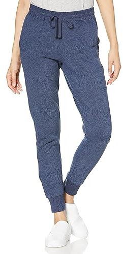 Amazon Essentials Jogger Sweatpant, Pantaloni Donna, Blu (navy heather), Medium