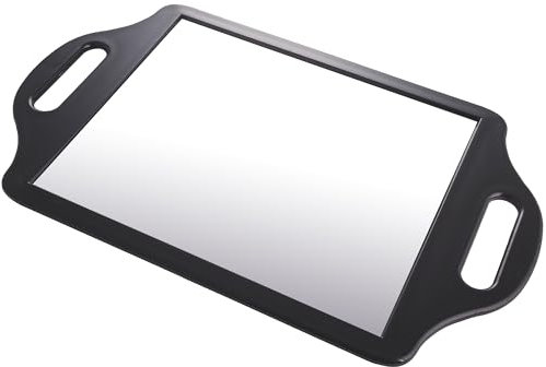 Kobe Regent Street Hand Mirror - Two-Handed Handheld Mirror for Hairdressers, Barbers, and Beauty Professionals; Black Plastic with Handle for Salon Use, Perfect for Back of Head View