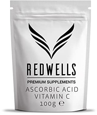 Vitamin C Powder REDWELLS Pharmaceutical Quality GMO Free & Vegan - 100g Pack