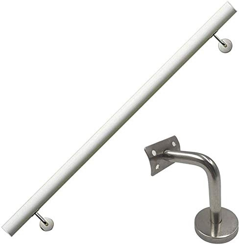 GJIF Pasamanos - Kit Completo. Barandilla De Escalera Blanca, Barandillas De Seguridad Antideslizantes Profesionales De Madera Maciza Pulidas A Mano, Adecuada para Bares, Lofts, Vill(Size:5ft/150cm)