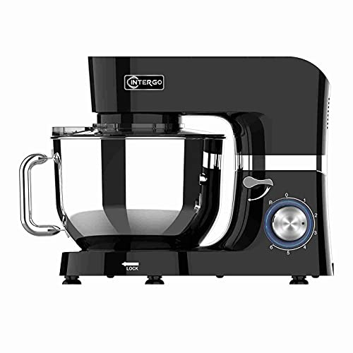 Küchenmaschine 1500W Knetmaschine mit 6,2L Edelstahlschüssel, 6 Geschwindigkeiten, Rührmaschine Teigmaschine inkl. Rührbesen, Knethaken, Schlagbesen, Spritzschutz und Teigschaber, Schwarz
