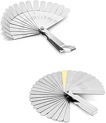 QWORK® Set di Spessimetro in Acciaio Inossidabile, Spessimetro a 32 Lame e Spessimetro 16 Lame Offset, Strumento per misurare spessore