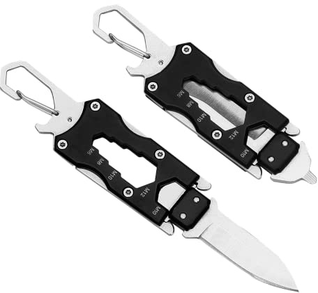 BEEK Geschenke für Männer, Adventskalender Füllung Männer, Gadgets für Männergeschenke, Weihnachtsgeschenke Mann, Mini Taschenmesser mit Karabiner, EDC Schlüsselanhänger Messer, Klein Multitool