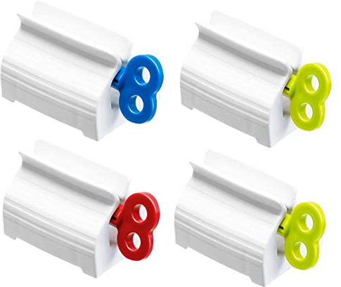 UDQYQ 4 Stücke Zahnpasta Tubenquetscher/Zahnpastaspender-Hochwertiger Zahnpastahalter Zahnpastasitzhalter Tubenpresse für Salben，Zahnpasta, Haarfärbemittel, Handcreme und Mehr.