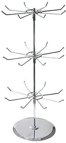 Metall-Schmuckständer, 360° drehbarer Schmuckständer, 3-stufiger verstellbarer Aufbewahrungshalter mit Haken für Halsketten, Armbänder, Ohrringe, Uhren und Anhänger
