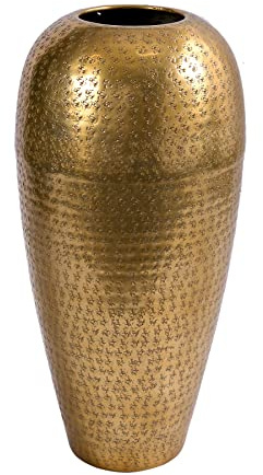 Vase Oriental 25cm - Gold - Metall-Aluminium-Legierung Hammerschlag | Montiert, vielseitig einsetzbar, Unikat-Oberfläche, Antik-Look, orientalischer Look