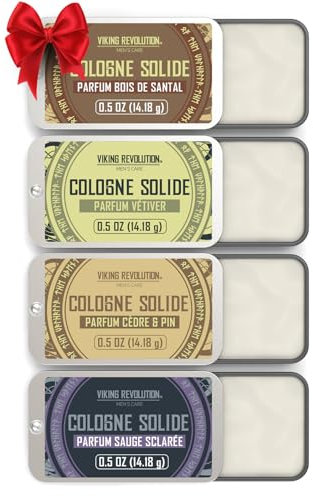 Viking Revolution - Colonia Hombre - Perfume Sólido Hombre con Madera de Cedro, Salvia Esclarea, Vetiver, Sándalo - Regalo Hombre - Paquete de 4 x 14 g