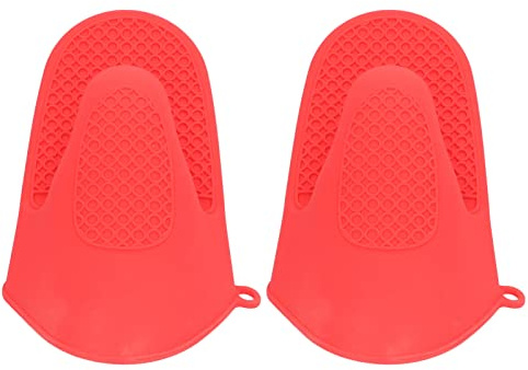 Riuulity Ofenhandschuhe aus Silikon, Hitzebeständige Kochhandschuhe mit Rutschfestem Design Zum Kochen in der Mikrowelle, Backen, Grillen(Rot)
