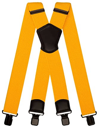 Olata Tirantes de Hombre Extra Anchos Forme de X Con Clips Fuertes - 5 cm. Amarillo (Clips Negros)
