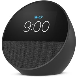 Like-New Amazon Echo Spot (newest model), Great for nightstands, offices and kitchens, Smart alarm clock, Designed for Alexa+, Black