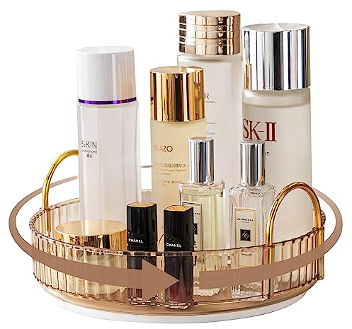 Organizador de Maquillaje Giratorio de 360°, Organizador de Cosméticos, Organizador Perfume, Organizador del Cuidado de la Piel de Alta Capacidad de Baño (1 Capa, Ambar)