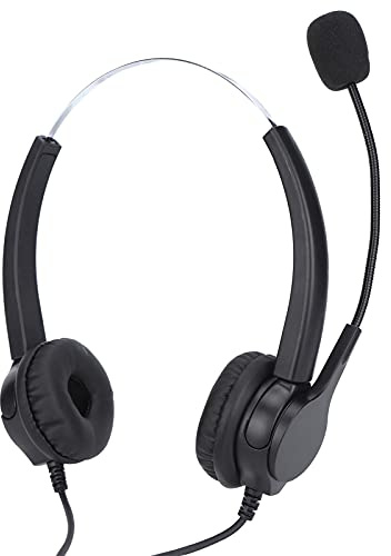 Auriculares de Teléfono, Auriculares con Cable de Centro de Llamadas de Oficina Comercial, Auriculares de HD, para Centro de Llamadas, Hogar, Oficina, (VH500D-3.5 (Dos Orejas))