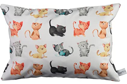 bettina bruder - Kleines Kuschelkissen Kissen Katzen weiß bunt - 30 cm x 20 cm
