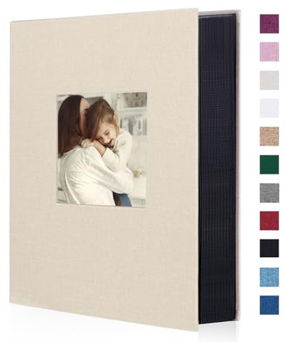 Miaikoe Photo Album 6x4 300 Pockets Slip in Large Capacity Album for Family Wedding Anniversary Linen Album Book Holds 300 Horizontal 10x15cm Photos(300 Pockets, Beige)