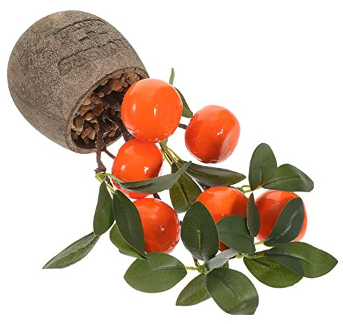 BESTonZON Kumquat Simulado Artificial Plants Mini Naranjo Realista Limonero Pequeñas Artificiales Árbol De Escritorio Creativo Home Decoracion Bonsái Oficina Fruta De Espuma Planta Porcelana