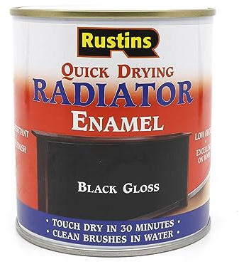 RUSTINS Quick Drying Radiator Enamel Gloss Black 500ml – Durable, Long-Lasting Finish for Radiators That Stands the Test of Time