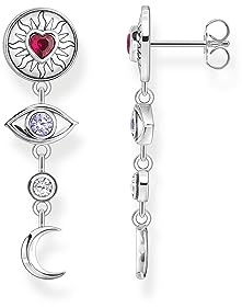 THOMAS SABO Ohrring kosmische Talismane mit bunten Steinen Silber geschwärzt 925 Sterlingsilber, Geschwärzt