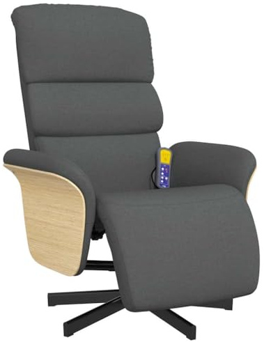 vidaXL Massagesessel mit Fußteil Dunkelgrau Stoff