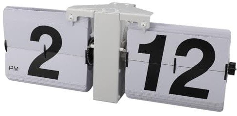 Fabater Orologio a Flip Down Digitale retrò, Flip Desk Clock con Foro da Appendere, Flip Clock Meccanico in Acciaio Inossidabile, Decorazione Orologio da Parete (Stand Bianco e