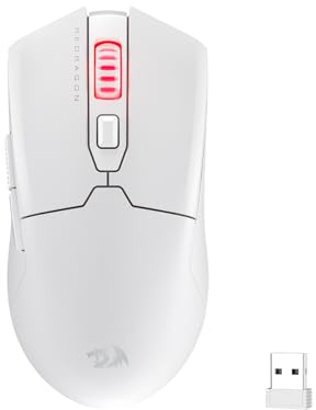 Redragon M995 Wireless Gaming Mouse, 26000 DPI mit 3-Modus-Verbindung, BT & 2.4G Wireless, 6 Makro-Tasten, langlebige Power Capacity für PC/Mac/Laptop, Weiß
